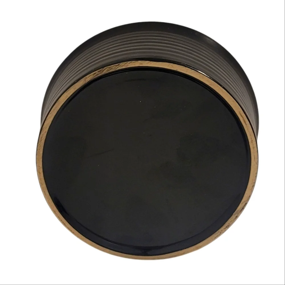 Small Pets Black & White Ceramic Ribbed Texture Food Bowl For Dogs Or Cats